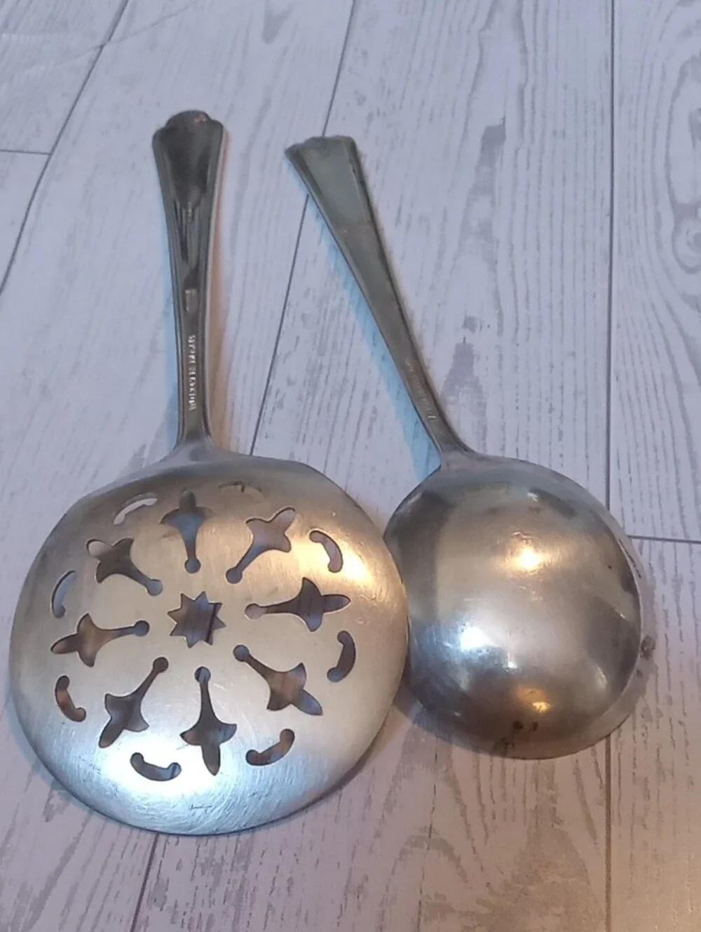 Vintage Slotted Server and Large Spoon Silver Plated